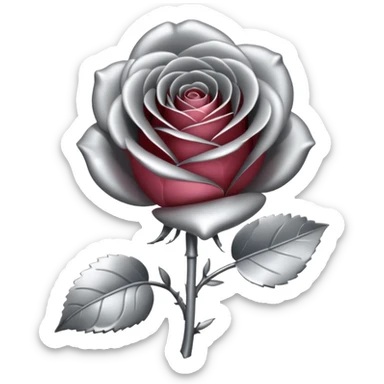 gray metal chrome rose, without green leaves, just flower sticker