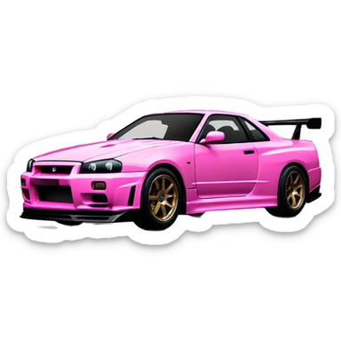 pink nissan skyline gtr 34 sticker