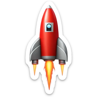 short red rocket ship sticker