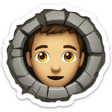 A man looks into a hole sticker