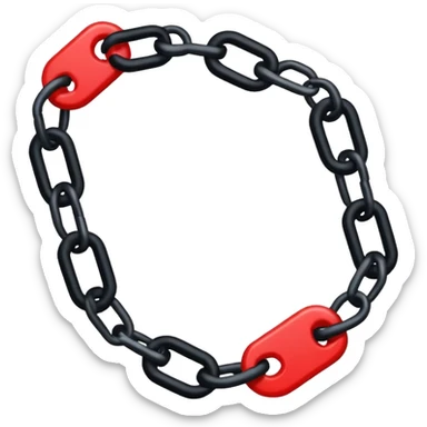 iOS sticker, broken chain, black links, red break, minimal sticker