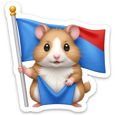 a hamster holding a white-blue-red flag emoji sticker