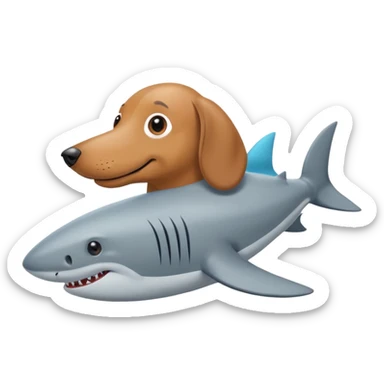 Weiner dog mix with a shark sticker