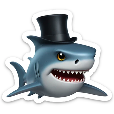 sad shark with tophat sticker