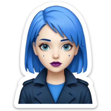 i want an emoji of a cool barb girl that likes blue, a techie girl that is like a matrix character sticker
