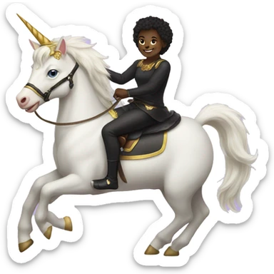 Black cat riding a unicorn  sticker