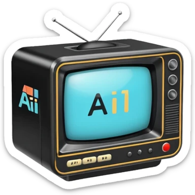 A 2d TV box that reads A.I. sticker