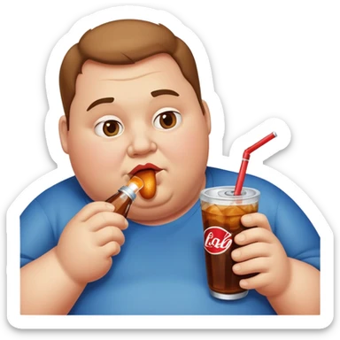 Obese man drinking soda  sticker