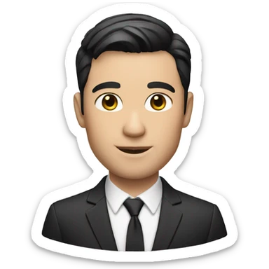 memoji of a white male in suit and with short cut dark hair, no beard sticker