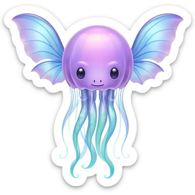 dreamy pastel jellyfish with translucent bat wings sticker