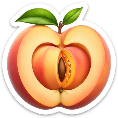 peach split open with glowing seed core sticker