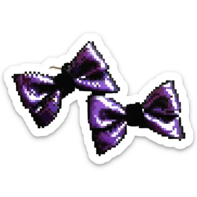 goth bow with velvet texture, deep purple and black, silver studs, dramatic shadows sticker