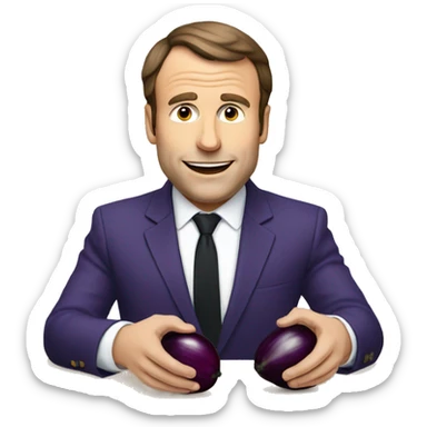Macron qui mange une aubergine  sticker