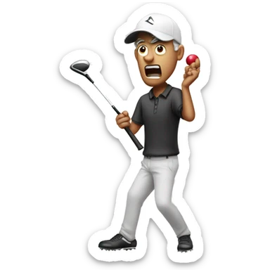 Mad golfer breaking his club sticker