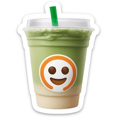 Green iced matcha latte in Dunkin’ Donuts cup sticker