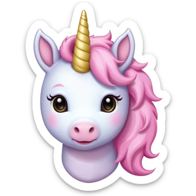 Cute Cartoon style baby pink unicorn 
 sticker