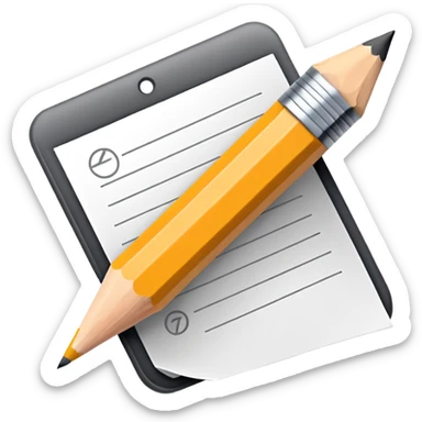 Minimalistic flat vector icon, iOS style, thin black contour on white background. Pencil with sketch lines on paper. No text, no shadows sticker