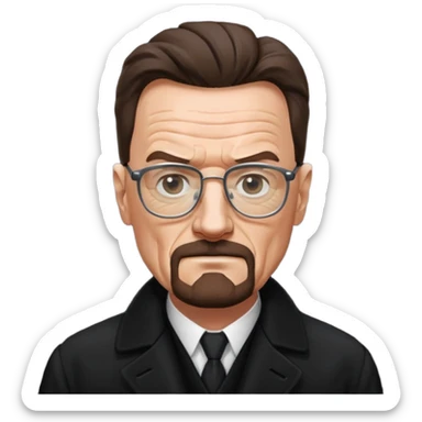 Walter white in coat and black glasses  sticker