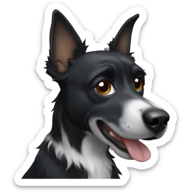 black scraggly dog with white on chest and pointy ears sticker