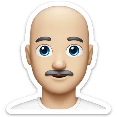 Bald man blue eyes and a mustache  sticker