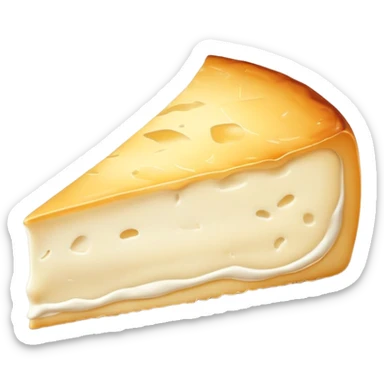 cinematic-realistic-brie-cheese-emoji,-featuring-a-creamy gooey center,-soft-ripened-cheese-with-a-delicate-rind-rendered-with-lifelike-detail-and-inviting,-natural-lighting. sticker