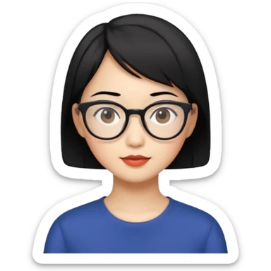 Pretty asian with short black hair and glasses sticker