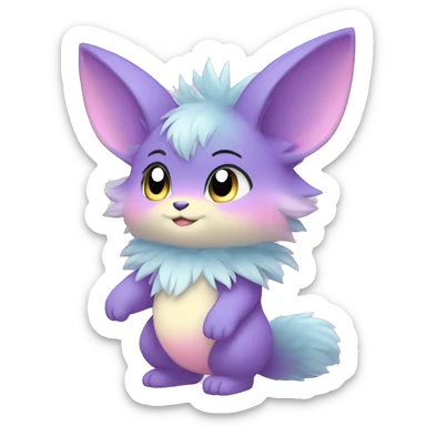 Anthro-Pastel-Gradient-Fur-Sona-Chibi-Shiny-Fakémon full body sticker