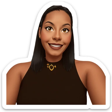 smiling girl with black hair sticker