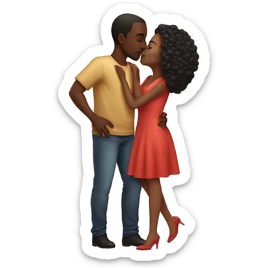 African american woman and man matching outfits kissing  sticker