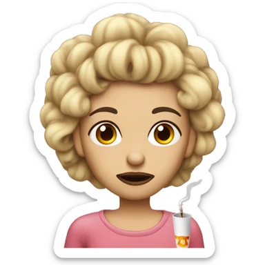 Girl with bad hair skinny eyebrows smoking a cigarette sticker