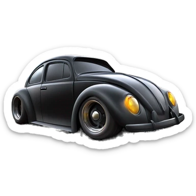 Darth Vader and Batman’s Volkswagen “Herbie Rides Again” themed Bug with wide chrome mag wheels and tires on them for racing  sticker