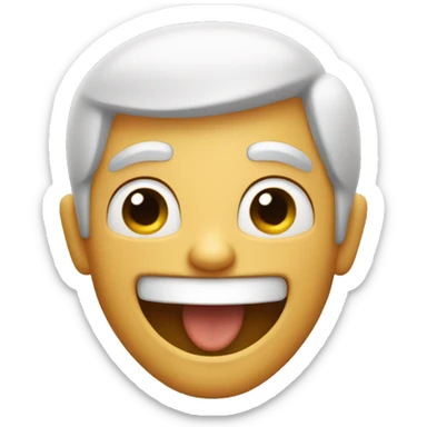 a man with laughing face sticker