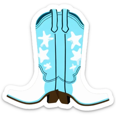 White and baby blue Beach cowgirl boots sticker
