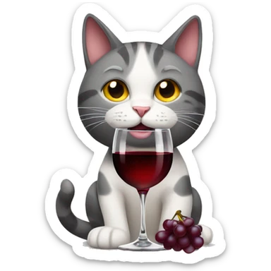 Cat with a glass of red wine sticker