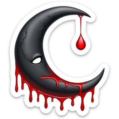 Black crescent moon with blood dripping from it  sticker