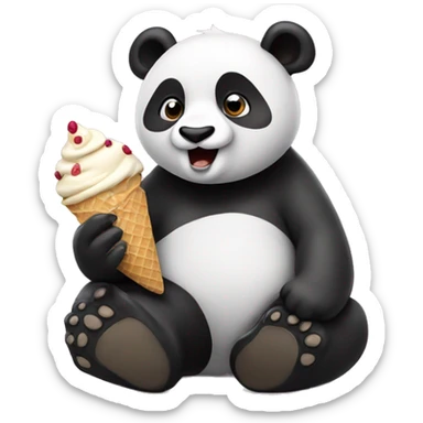 Panda eating ice cream sticker