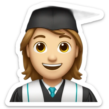 Happy graduate male long Brown hair  emoji sticker