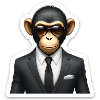 badass monkey with rayban glassess dressed up in suit and tie sticker