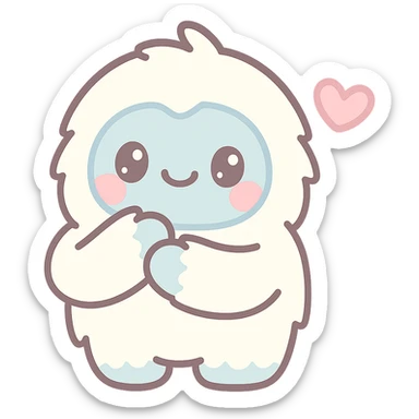 abominable snowman giving a hug, suitable for YouTube emoji, kawaii style sticker