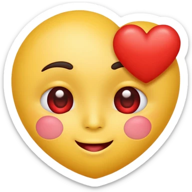 classic heart eyes emoji, yellow face, big red heart eyes, blushing cheeks sticker