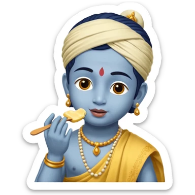  Lord Little Krishna eating butter  sticker