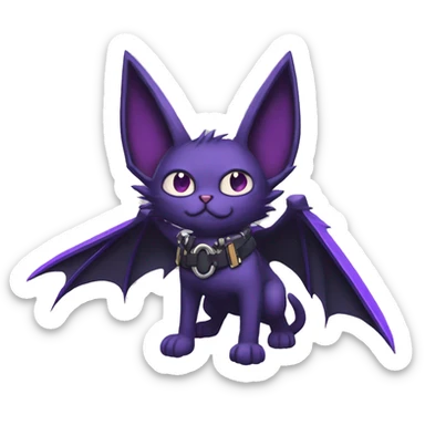 cool edgy black punk Purple nargacuga-bat-cat-Fakemon collar full body sticker