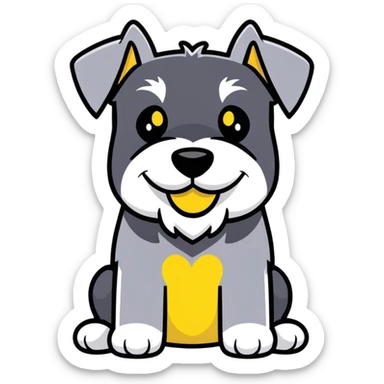 Schnauzer with emoji smiling face sticker
