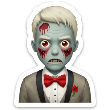 zombie with red bow tie sticker