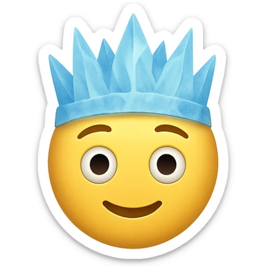 face with blue ice crown emoji, digital illustration sticker