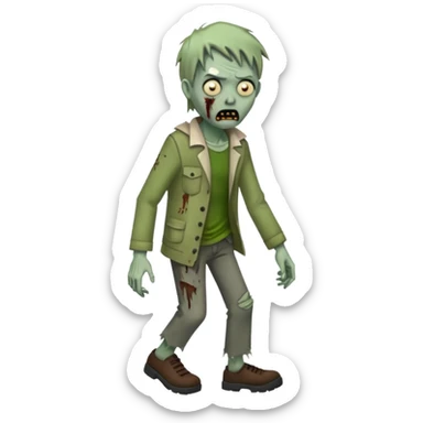 Walking zombie, tattered clothes, scary expression, realistic horror, no background





 sticker