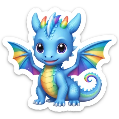 Blue Cute Baby Dragon kawail rainbow Winbs sticker