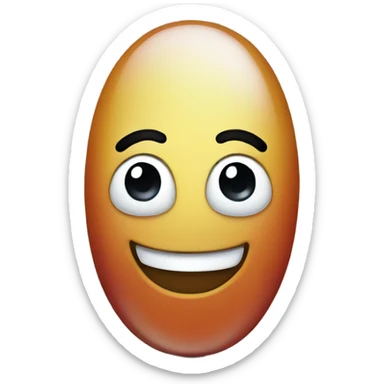 A jellybean with a smile sticker