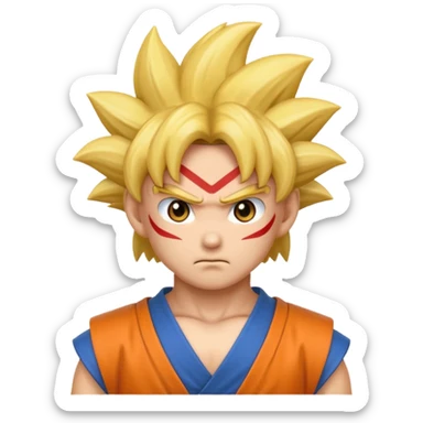 Emoji San goku plus petit niveau image , concentrer comme avant un combat contre un adversaire, maintenant fais moi un emoji que je peux utiliser pour Instagram  sticker