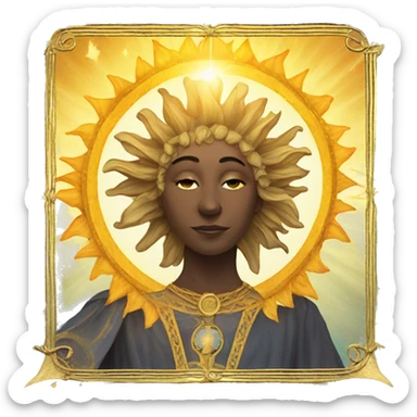 Tarot card with sun sticker